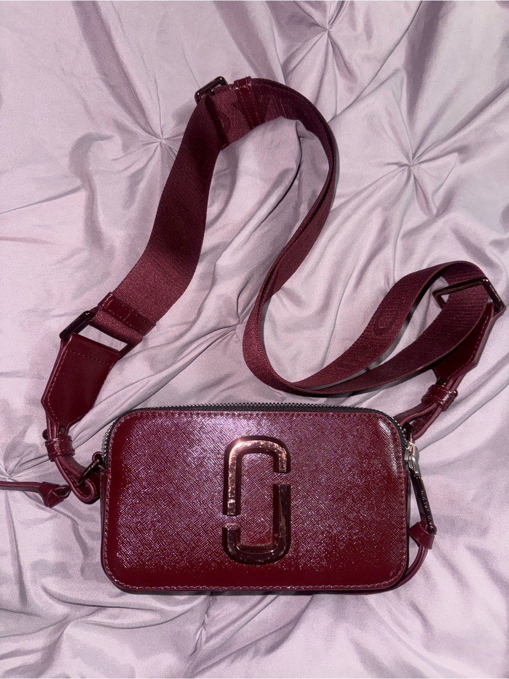 Marc Jacobs Burgundy Snapshot Camera Crossbody Bag w/Wallet